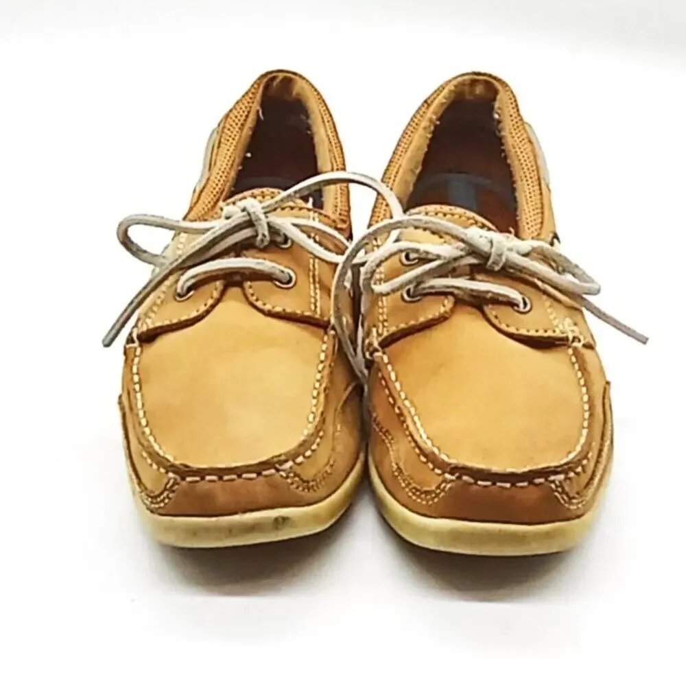 Bass Boat Shoes Loafers Breezy Brown Leather Tie Men's 9.5 Leather Uppers